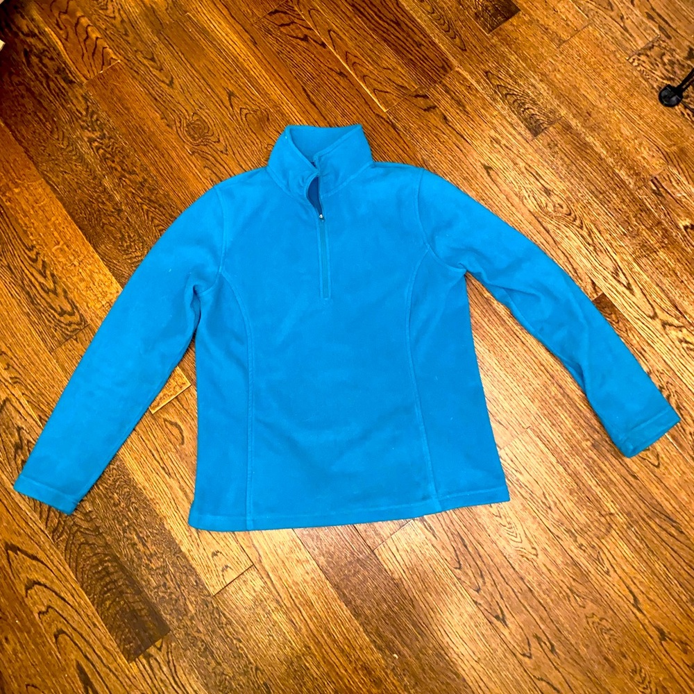 Lands' End Womens M 1/2 Zip Fleece Pullover Sweatshirt Sweater, Blue